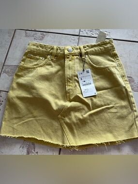 Yellow Denim Mini Skirt